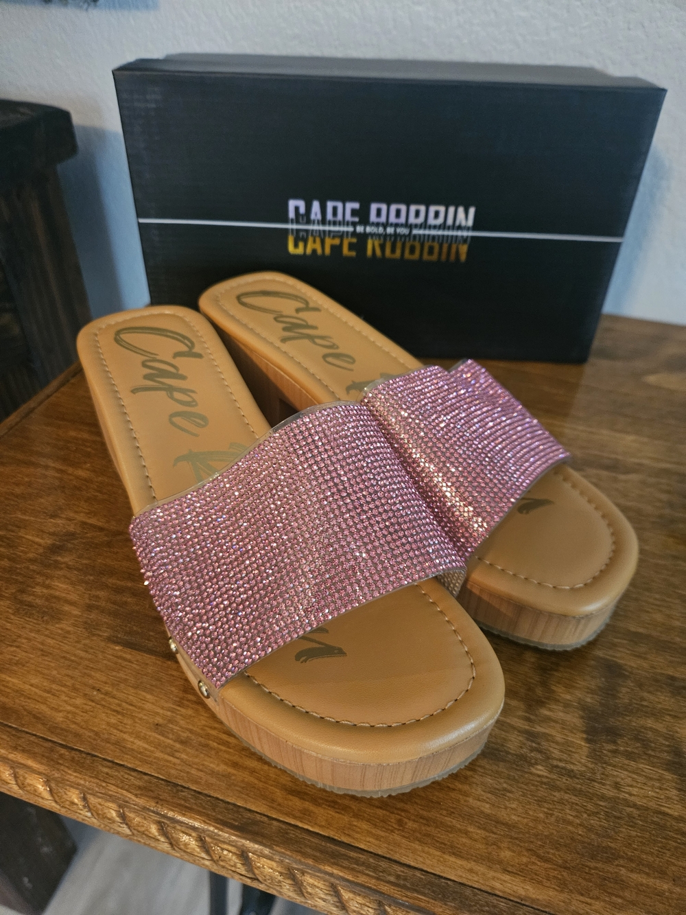 Cape Robbin Pink Crystal Slide Sandals - Picture 4 of 4